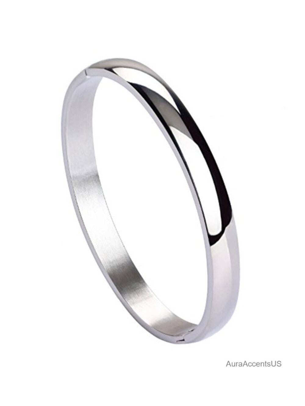 Stainless Steel Oval Bangle Bracelet Polished Finish Cuff Stackable
